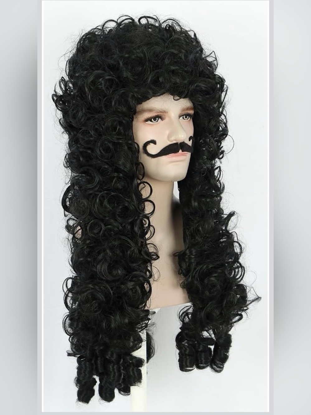 Adult Long Curly Black Wig Halloween Pirate
Captain Hook Cosplay Party Synthetic